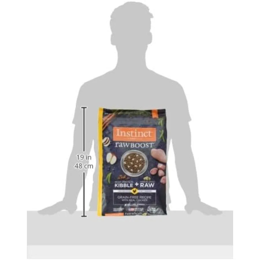 Ração Natural Seca para Cães Raw Boost com Pedaços Liofilizados, Receita Sem Grãos com Alto Teor de Proteína - Frango de Verdade, Saco de 4,5 kg
