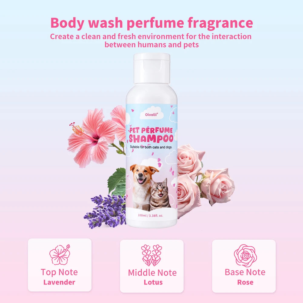 Pet Shower Gel Dog Shampoo Deodorizing Deep Cleansing with Long Lasting Scent, Clean Smooth Shiny Coat, Cat Perfume Bath Body Wa