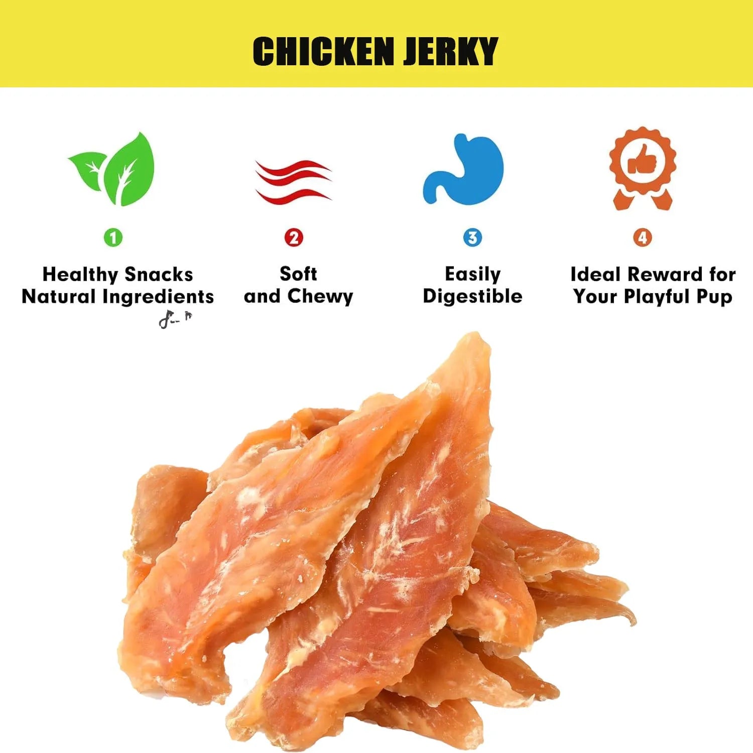 Dog Treats chicken Jerky 1lb，Pet Snacks - Natural High Protein Meat Dried Strips - Best Chews for Training Small & Large Dogs - Happy Tails Pet Shop Store