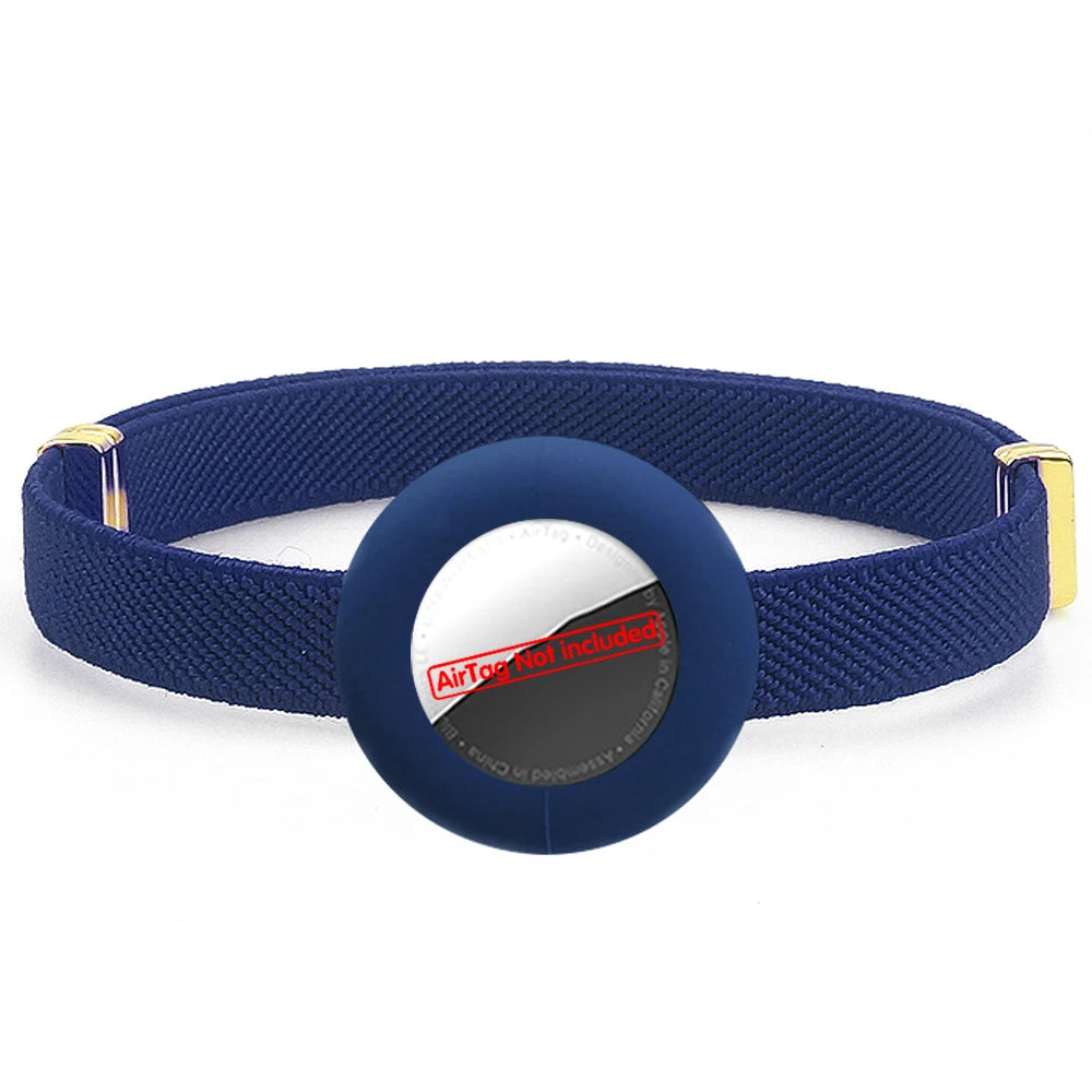 Cute Breakaway Cat Collar Elastic GPS Tracker Kitten Collar with Air Tag Holder Case Adjustable 5-12in Pets Collars for Cats