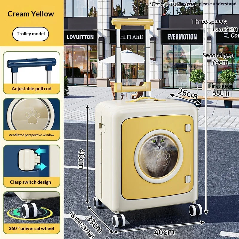 Cochecito para mascotas plegable transpirable para gatos y perros, transportín de viaje con ruedas, ventana de malla grande, portátil, ligero, a prueba de golpes