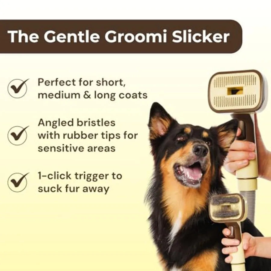 Vacuum Pet Brush Kit – 3‑in‑1 Dog & Cat Grooming Tool, Self‑Cleaning Deshedding Brush & Pet Hair Remover, Universal Vacuum Attac