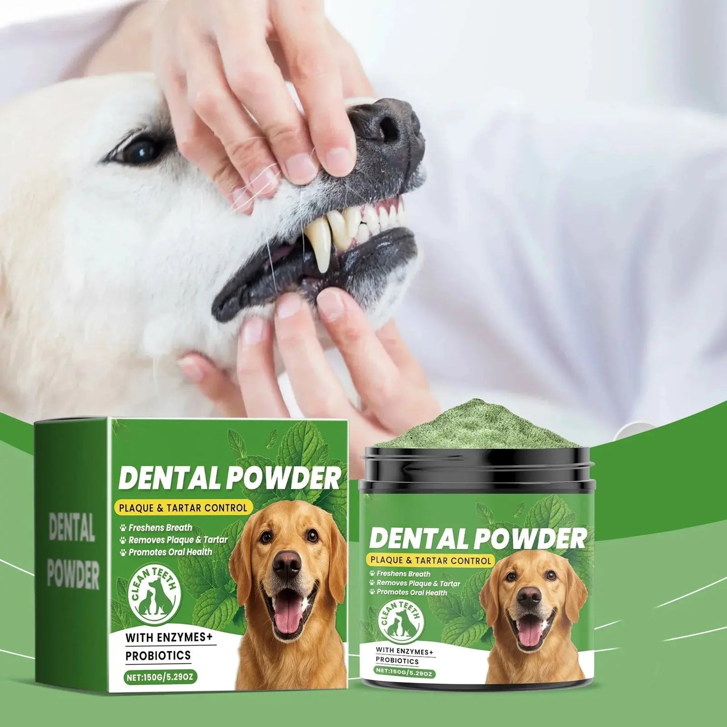 Pet Teeth Cleaning Powder Reduces Tartar and Calculus Protect Dog Oral Gum Health Freshen Breath Teeth Cleaning Product Happy Tails Pet Shop Store
