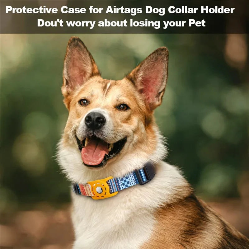 Digital Print Pet Collar with AirTag Holder,Compatible with Apple AirTag, Adjustable Anti-Lost GPS Tracking Collar for Cats Dogs