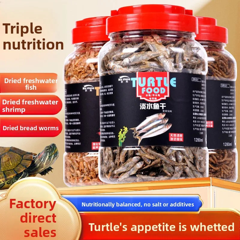 Alimento liofilizado Naichong para mascotas pequeñas y reptiles - Dieta para hámsteres, petauros del azúcar, tortugas y peces con pescado, camarones y gusanos de la harina secos
