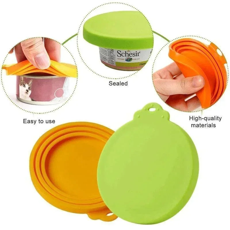 5 couvercles en silicone pour conserves fraîcheur, compatibles avec les boîtes pour chats et chiens. Couvercles en silicone 3 en 1 pour conserver la fraîcheur des aliments. Couvercles hermétiques en silicone pour boîtes pour chiens. 