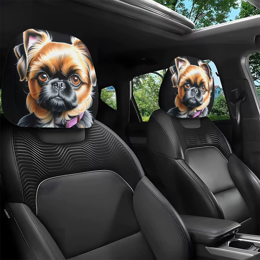 1/2Pcs Car Headrest Covers With Cute Dog Print For Car Interior Accessories